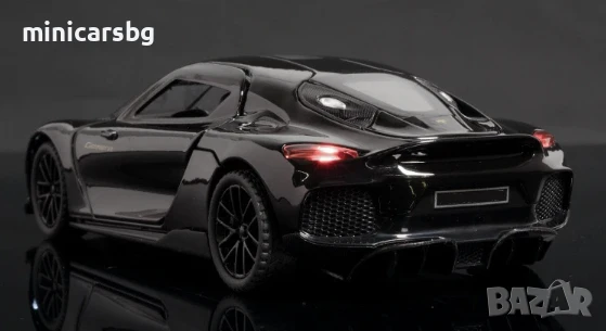 ⚫ Koenigsegg Gemera 1:32 Черна – спортна количка със светлини и звук, снимка 2 - Колекции - 51195299
