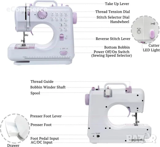 Мини шевна машина с 12 различни вида шевове SM-A, снимка 2 - Шевни машини - 49215160
