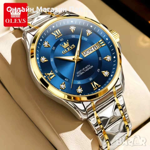 OLEVS 2906 Луксозен Мъжки Кварцов Часовник с Календар, снимка 9 - Мъжки - 54211710