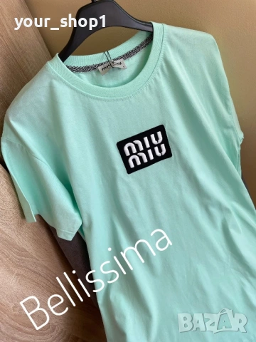 Дамска тениска Miu Miu черно бежово бяло розово мента , снимка 7 - Тениски - 53882406