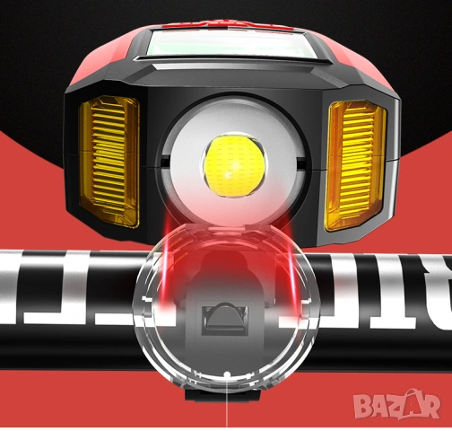 Фар за колело с километраж, фар за велосипед, презареждаем, компютър, сирена, клаксон, батерия, снимка 3 - Аксесоари за велосипеди - 54230411