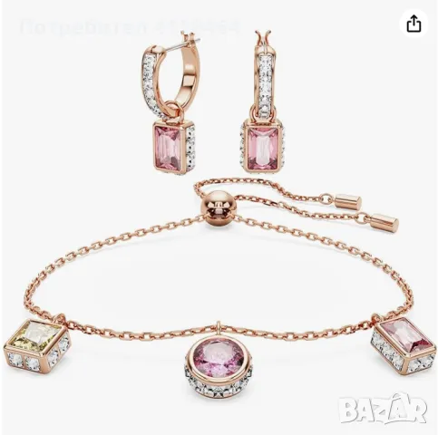 гривна Swarovski Chroma set Multicolored Gems and Clear Crystals in a Rose Gold-Tone, снимка 1 - Гривни - 47028661