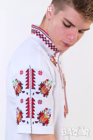 Мъжка кенарена с бродерия шевици, снимка 4 - Ризи - 50317071