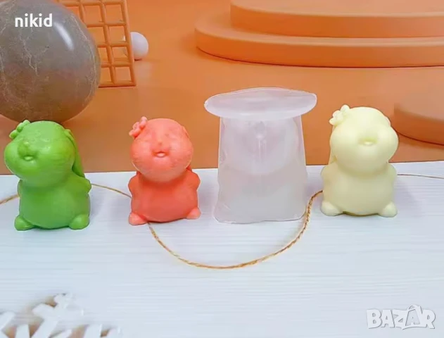 3D Примигващ заек клюмнали уши цветче силиконов молд форма фондан гипс шоколад свещ сапун смола