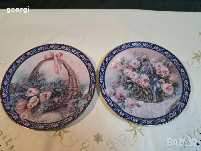 декоративни порцеланови чинии рози лалета Lena Liu 27/4, снимка 3 - Декорация за дома - 51705978