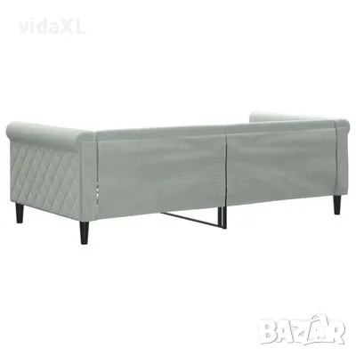 vidaXL Кушетка, светлосива, 90x190 см, кадифе（SKU:354257）, снимка 4 - Дивани и мека мебел - 49422093