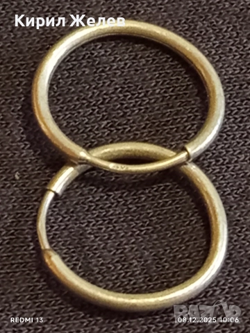 Сребърни обеци тип халка много красиви перфектно състояние 24665, снимка 8 - Обеци - 52686199