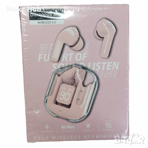 Безжични Bluetooth слушалки с LED дисплей, микрофон черен и розов цвят, снимка 2 - Bluetooth слушалки - 53753233