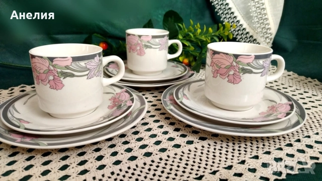 Розови цветя сетове, снимка 2 - Чаши - 52109898