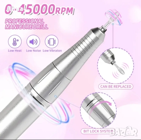 Електрически пили за маникюр и педикюр 45 000 оборота, снимка 14 - Продукти за маникюр - 48399959