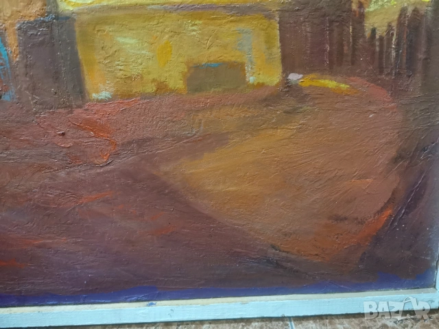 АВТОРСКА МАСЛЕНА КАРТИНА - СОЗОПОЛСКИ КЪЩИ, снимка 5 - Антикварни и старинни предмети - 53731011