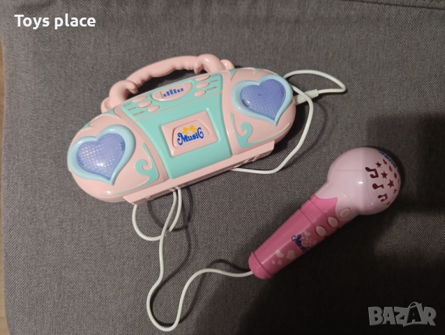 Касетофон с микрофон и слушалки, караоке , снимка 3 - Музикални играчки - 52666095