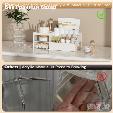 Нов Компактен грим органайзер с 10 секции и 2 чекмеджета за тоалетка, снимка 5 - Други - 52469621