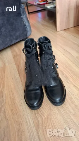 Черни боти с тюл , снимка 7 - Дамски боти - 49661153