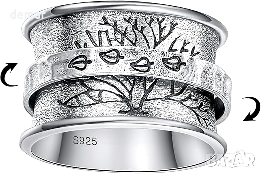 Bonlavie Сребърен пръстен с дървото на живота 925 стерлингово сребро, ръчна изработка, размер T1/2
