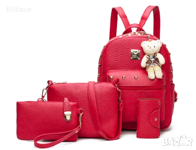 Комплект раница и 3 чантички / Цвят: Черен, снимка 8 - Чанти - 52895133