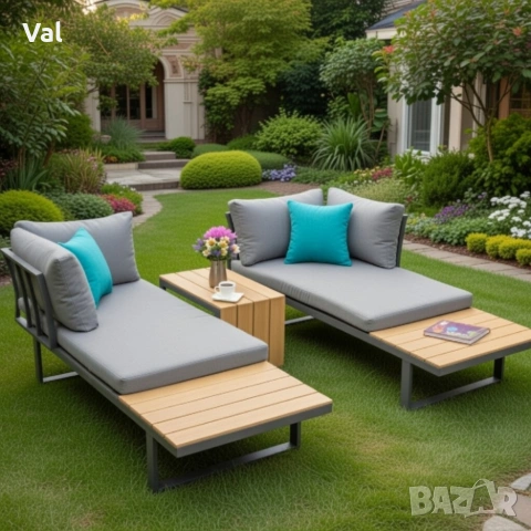 Градински комплект KANZA - модулен ъглов диван от алуминий с удобни възглавници и маса, снимка 10 - Градински мебели, декорация  - 53643479