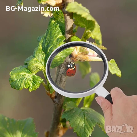 Мощна голяма увеличителна ръчна лупа 10X увеличение за четене на книги стуклена с дръжка джобна, снимка 11 - Други инструменти - 50920321