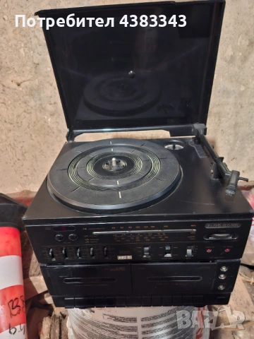 Аудио уредба с две касети радио и грамофон, снимка 2 - Аудиосистеми - 53607110