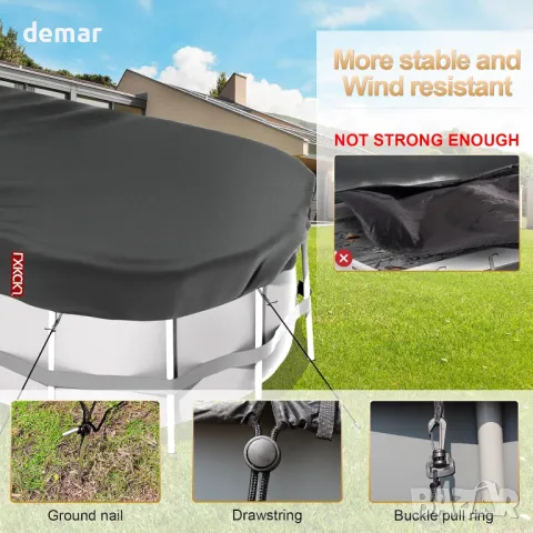 LXKCKJ Правоъгълно покривало за надземен басейн с комплект аксесоари, (черно, 366X550 см), снимка 3 - Басейни и аксесоари - 50284588