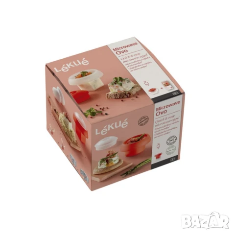 Уред за приготвяне на яйце в микровълнова Lekue, цилиндър/прозрачен цилиндър