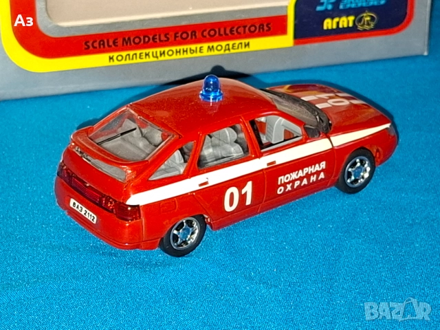 Руски метален модел на кола Лада ВАЗ 2112 Пожарна Охрана в мащаб 1:43 Made in Russia, снимка 3 - Колекции - 51955154