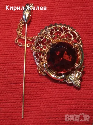 ШАРМАНТНА АРИСТОКРАТИЧНА ПОЗЛАТЕНА РЕТРО СТИЛ БРОШКА АРТ ИГЛА ЗАБОДКА с ФАСЕТИРАН ЦИТРИН 48808, снимка 12 - Други - 48734344