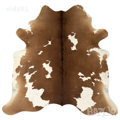 vidaXL Килим от волска кожа, кафяво и бяло, 150x170 см（SKU:284344