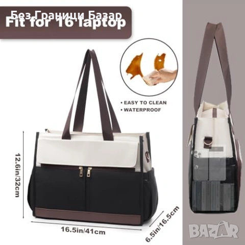 Нова Дамска чанта за лаптоп 15.6 с термо отделение за храна Жени офис работа, снимка 3 - Чанти - 54057337