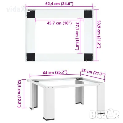 vidaXL Стойка за пералня, бяла（SKU:50447, снимка 2 - Други стоки за дома - 48054997