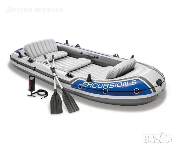 Надуваема лодка Excursion 5 Intex 366 x 168см, PVC, за 5 души, с гребла, снимка 2 - Водни спортове - 49899590