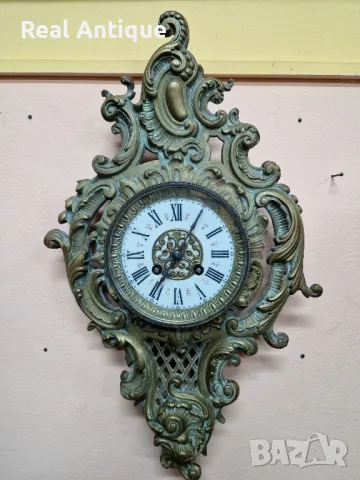 Рядък антикварен колекционерски френски бронзов стенен часовник Japy Freres 1870 г , снимка 2 - Антикварни и старинни предмети - 50257464