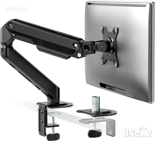 monTEK механична пружинна стойка за бюро за монитор 17–32 инча, до 9 кг, VESA 75x75 / 100x100