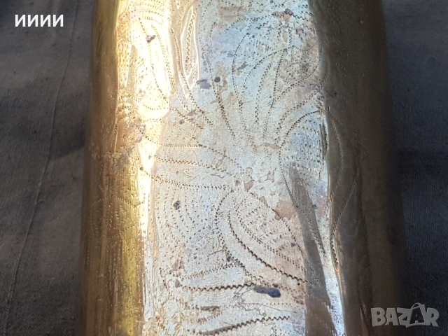 Бронзова ваза от гилза на оръдие 1917г , снимка 4 - Антикварни и старинни предмети - 53206608