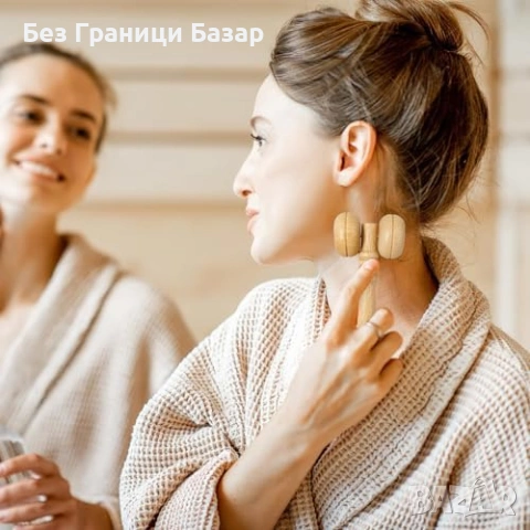 Нов 7 части дървен комплект за мадаротерапия и масаж на лице гуаша ролер, снимка 6 - Други - 53818190