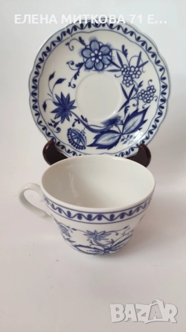 *Kahla Zwiebelmuster Triptis Porzellan*декор син лук комплект за чай/дълго кафе за 4 човека, снимка 2 - Сервизи - 52923343
