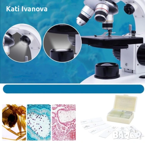  Биологичен Микроскоп LAKWAR 40X-1000X с LED осветление, 3 обектива, снимка 3 - Лаборатория - 53571110