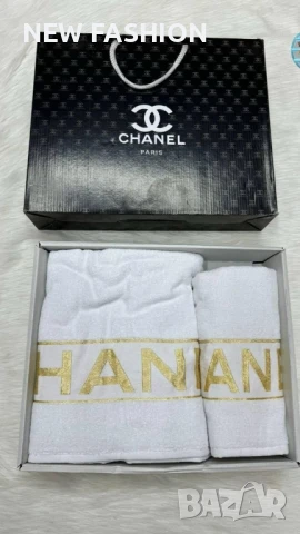 Памучни Хавлии -2бр с Кутия ✨ CHANEL , снимка 3 - Хавлиени кърпи - 51169549