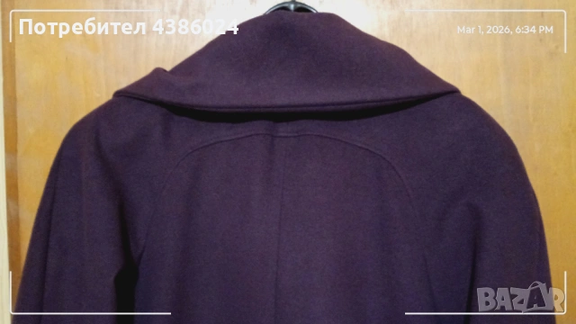 ВЪЛНЕНО ПАЛТО ЗА ЕДРА ЖЕНА  ТЪМНО ЛИЛАВО, СУПЕР ЕВТИНО!, снимка 4 - Палта, манта - 53670521
