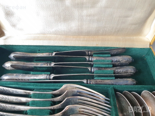 Комплект посребрени прибори, снимка 4 - Антикварни и старинни предмети - 53537398