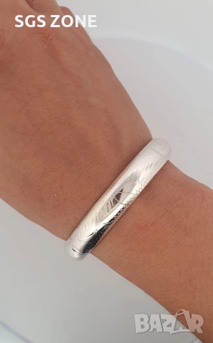 Сребърна тверда гривна 925, снимка 2 - Гривни - 52885650