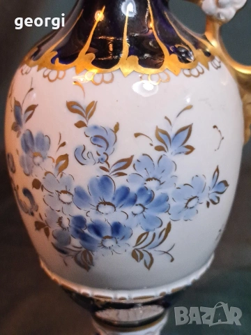 порцеланова ваза амфора Royal Dux кобалт с позлата , снимка 4 - Вази - 53941491