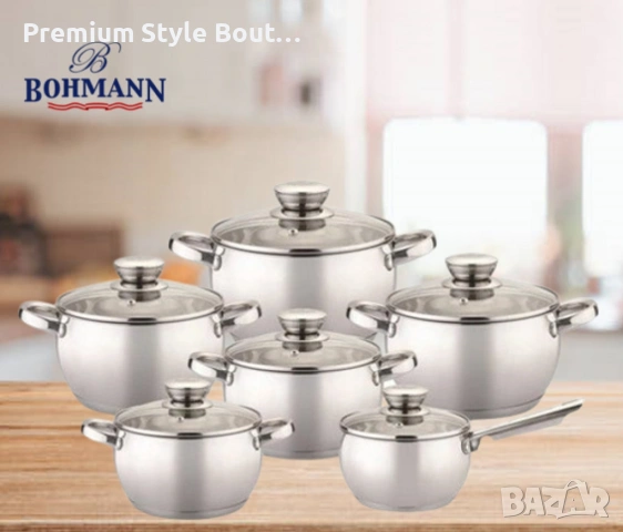 Комплект тенджери Bohmann, 16K/16/18/20/22/24см - 2.1л./2,1л./2.9л./3.9л./5.1л./6.6л., снимка 5 - Други стоки за дома - 54052988