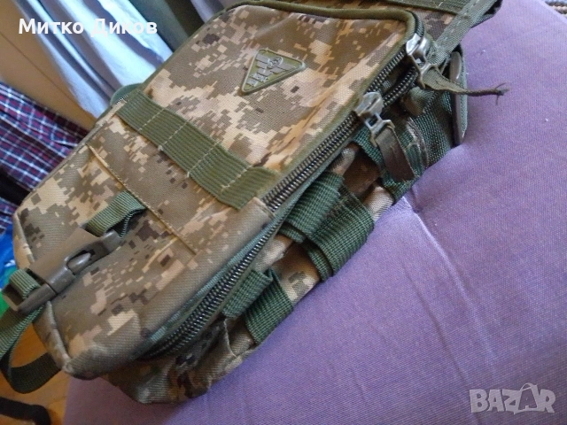 Чанта маскировъчен промазан плат каки Маркова нова на Army UA 28x22x11 cm с много прегради, снимка 3 - Чанти - 53901364