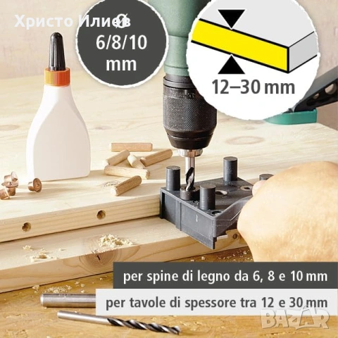 Универсален комплект за поставяне на дюбели дибли с аксесоари Wolfcraft, снимка 4 - Други инструменти - 53454279