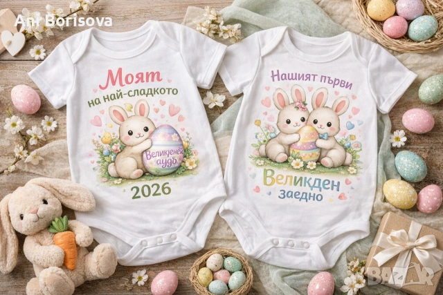 Великденски детски тениски и бодита с име – уникални подаръци
