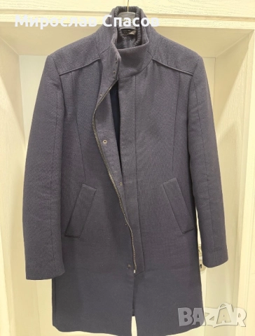 Мъжко палто Zara Man - тъмносиньо, елегантен модел. Рязмер S, снимка 3 - Якета - 52400966