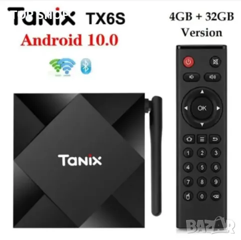 TX6S Android 10.0 TV Box 4GB RAM 64GB ROM Четириядрен 2.4G/5.8G WiFi 6K Utral HD 3D H.265 BT5.0 Smar, снимка 1 - Плейъри, домашно кино, прожектори - 48932246