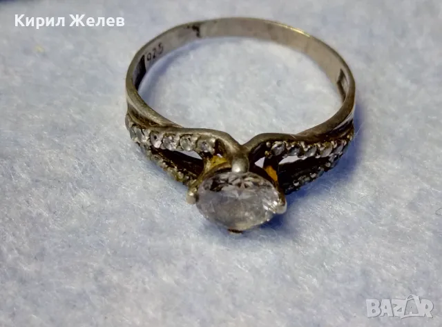 ПРЕКРАСЕН ФИН СКЪПОЦЕНЕН ПРЪСТЕН СРЕБРО 925 с БЛЕСТЯЩ ФИАНИТ в ЦЕНТЪРА и НАТУРАЛНИ ЦИРКОНИ 47586, снимка 2 - Пръстени - 50192574