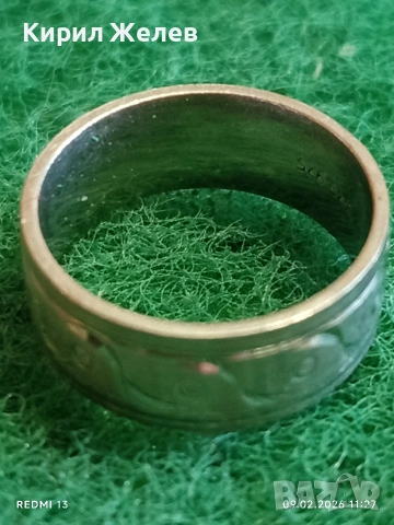 Сребърен пръстен тип халка с декоративна гравюра ювелирна изработка 17589, снимка 5 - Пръстени - 53411480